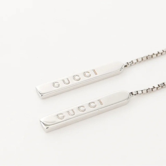 Gucci Vintage 18k Lariat Earrings Silver White Gold - Picture 5 of 7